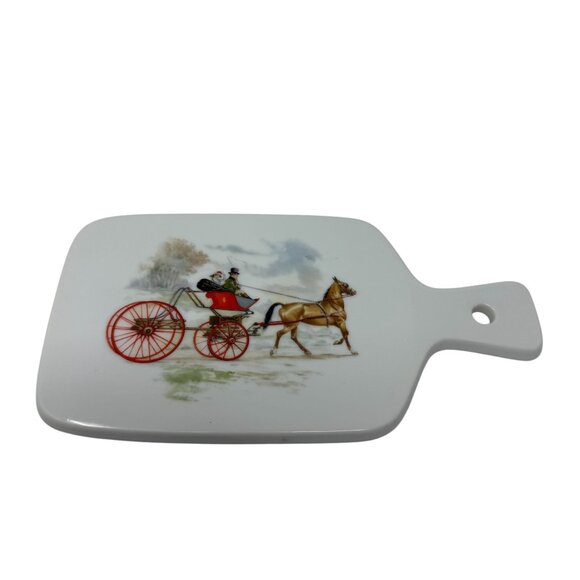 Ceramic Cheese Board Horse Carriage Design Couple Mini Holiday Hostess Gift - Picture 5 of 5